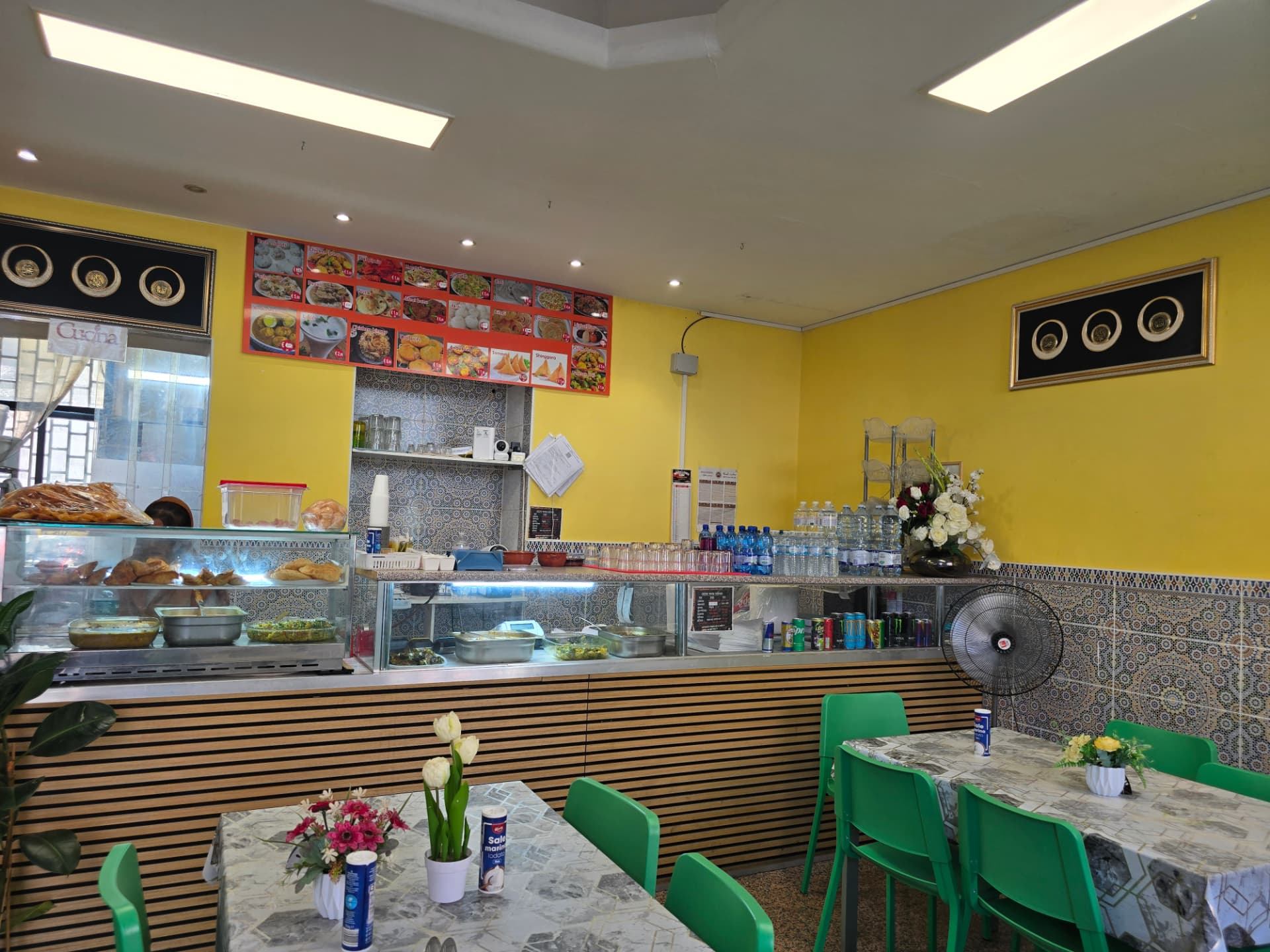 Bismillah Bangla Restaurant — service counter and menu board